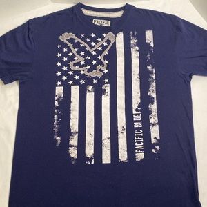 Pacific Blue Distressed Eagle American Flag Tee